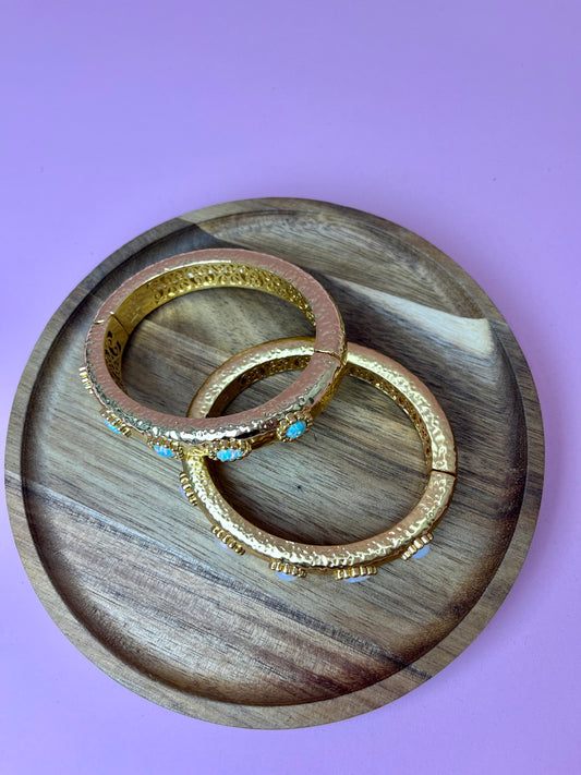 Gold Luxe Celestial Open Clasp Bangle (Two Colors)