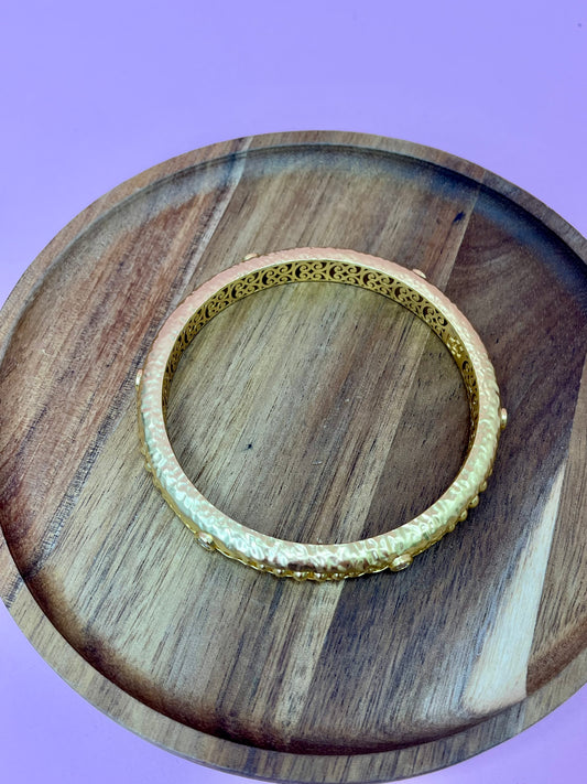 Gold Luxe Lattice Bangle with Crystals