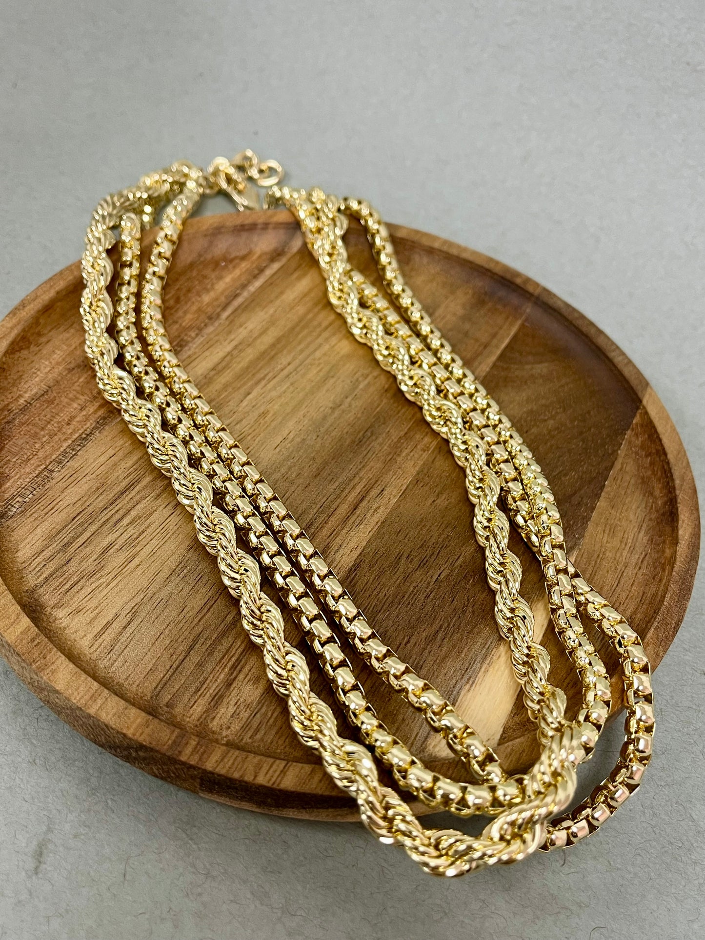 Lux 3 Strand Gold Necklace
