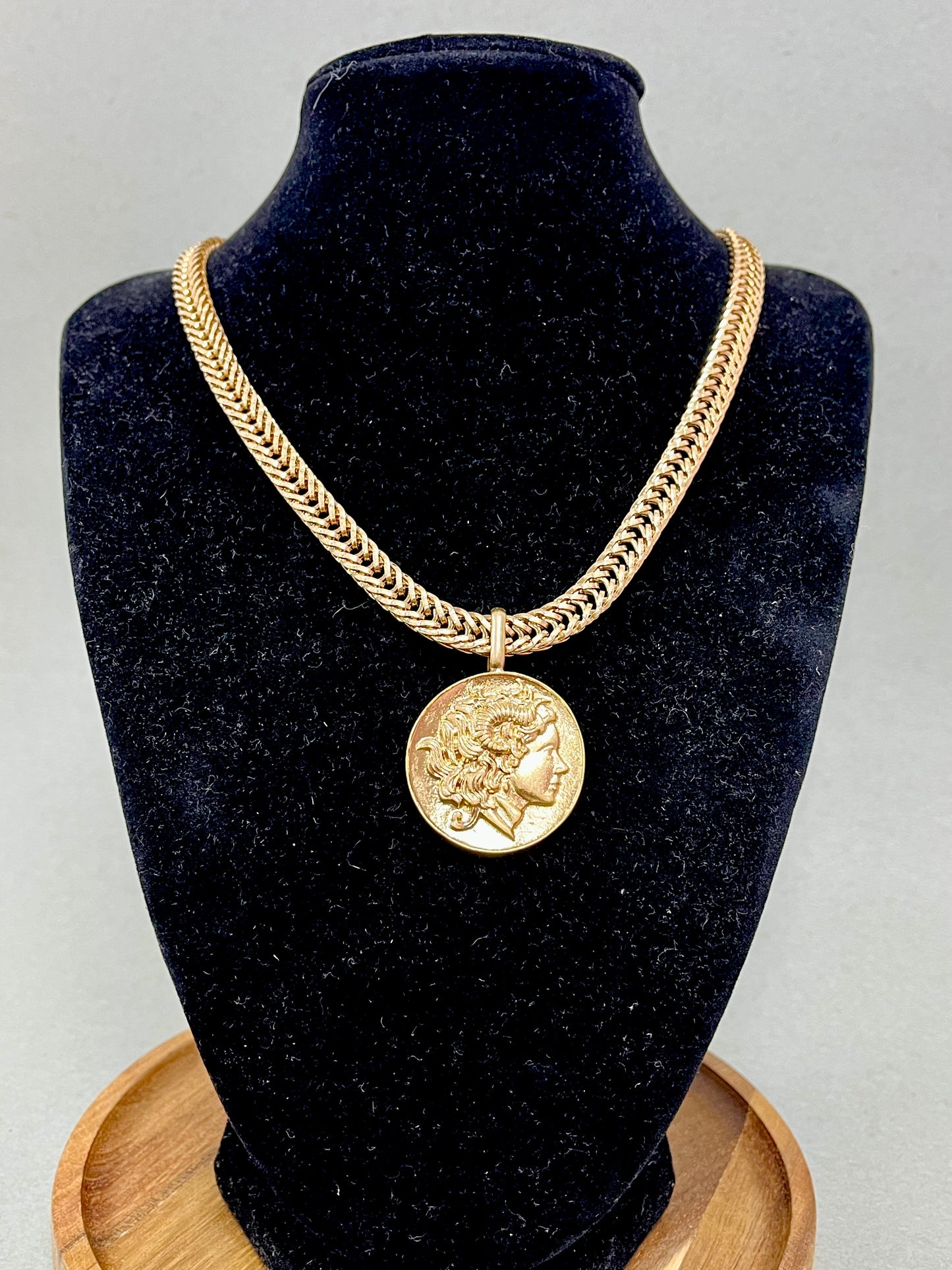 Thick Snake Chain Gold Coin Necklace
