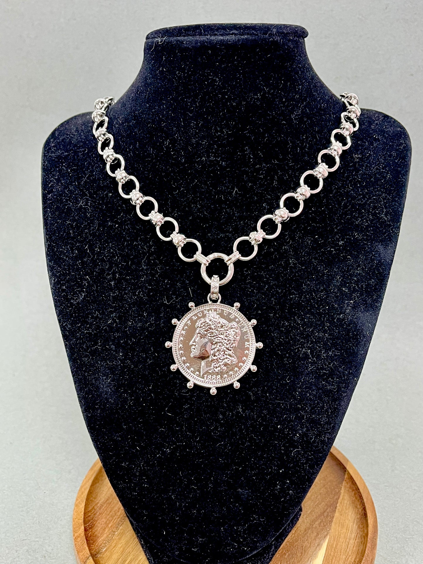 Chunky Silver Coin Necklace