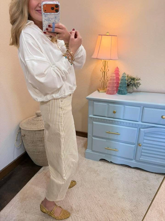 KanCan Tan Stripe Horseshoe Jeans