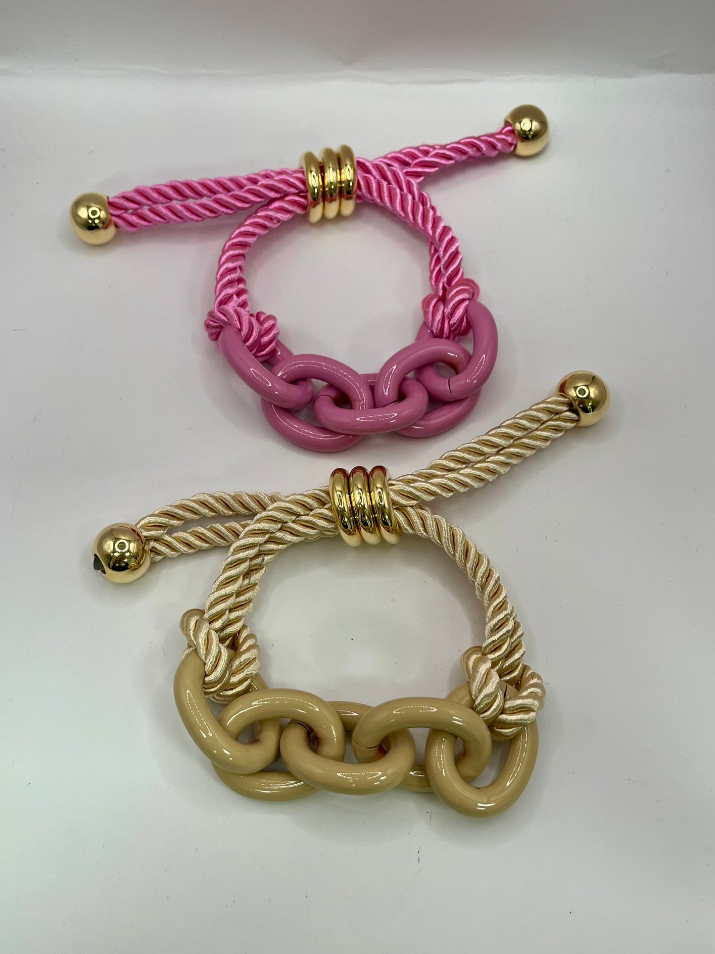 Pink Colored Coated Link Bracelet