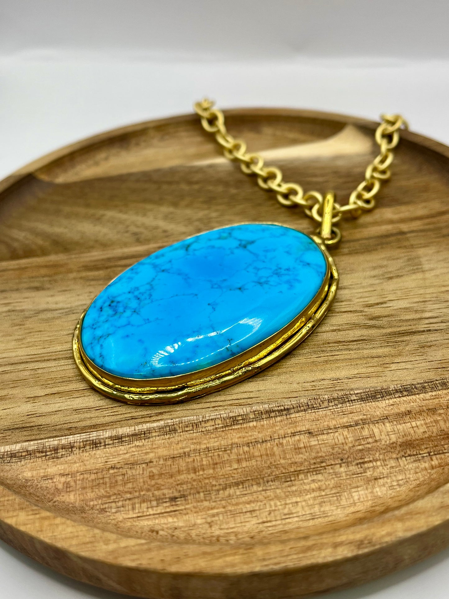 Lux Gold Turquoise Pendent Necklace
