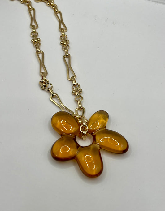 Acrylic Flower Necklace- 2 Colors