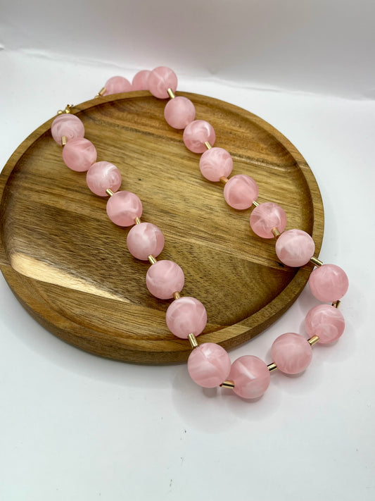 Pink Round Bead Necklace