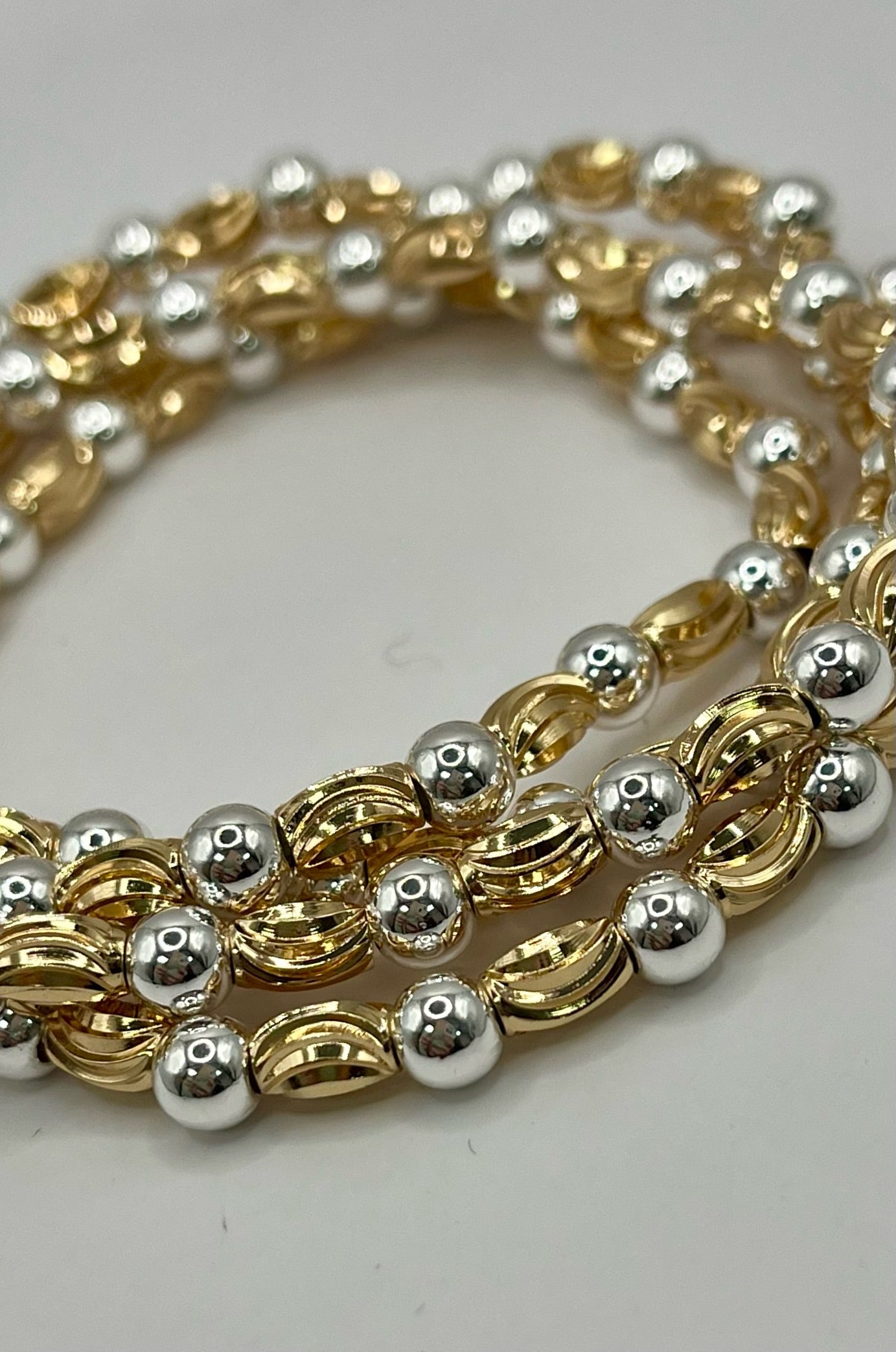 Set of 4 Textured Mixed Metal Bracelets