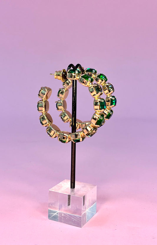 Heather Welper Luxe Green Crystal Hoops
