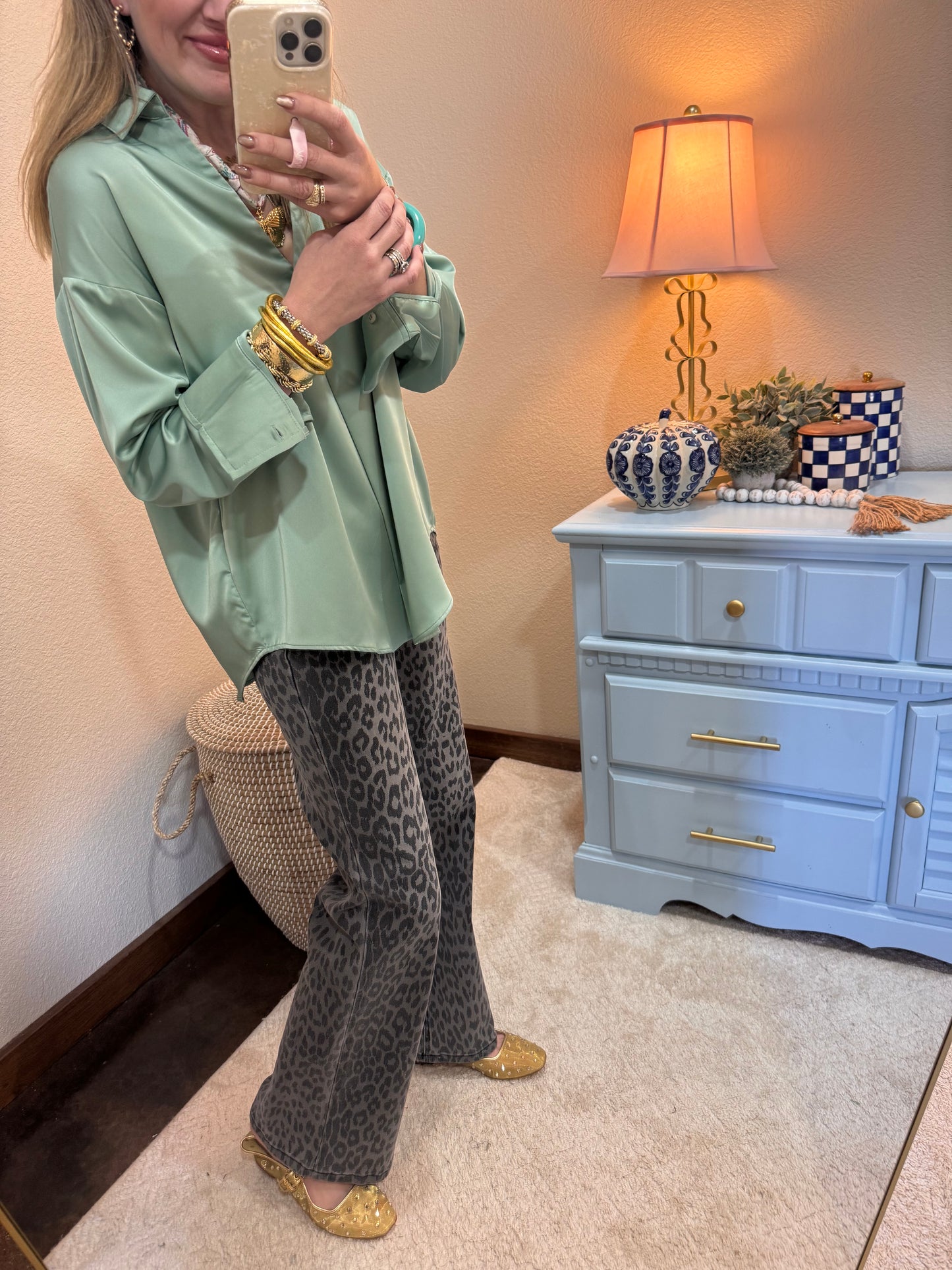 Green Silky Long Sleeve