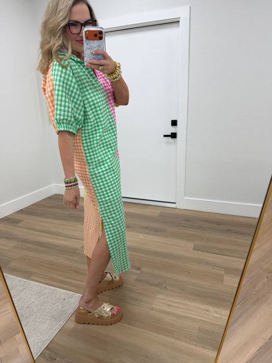 Blakely Multi Color Seer Gingham Dress
