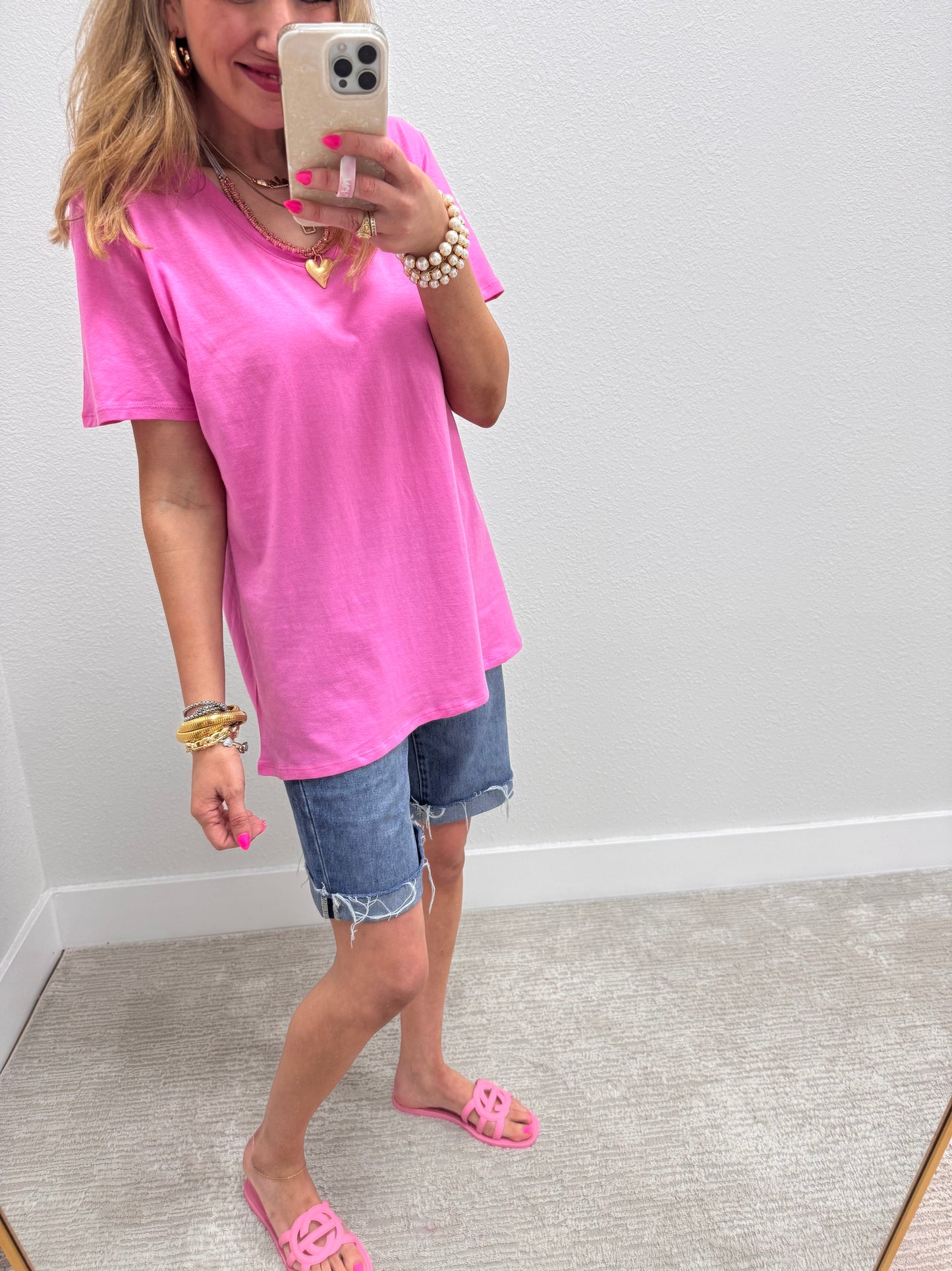 Candy Pink Boyfriend Vneck