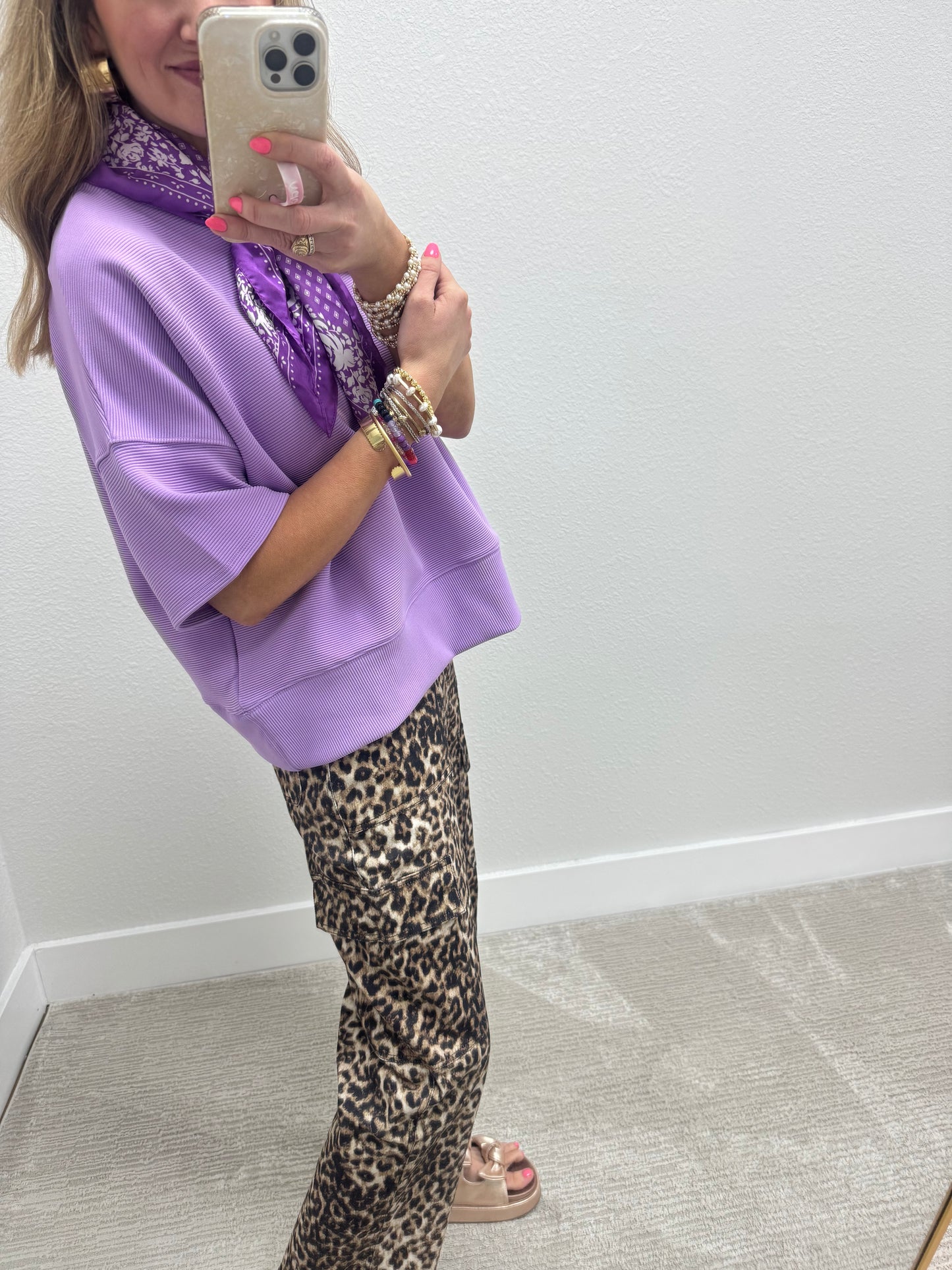 Leopard Cropped Cargo Jeans