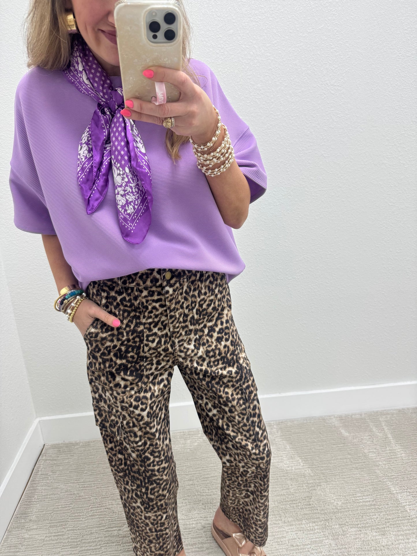 Leopard Cropped Cargo Jeans