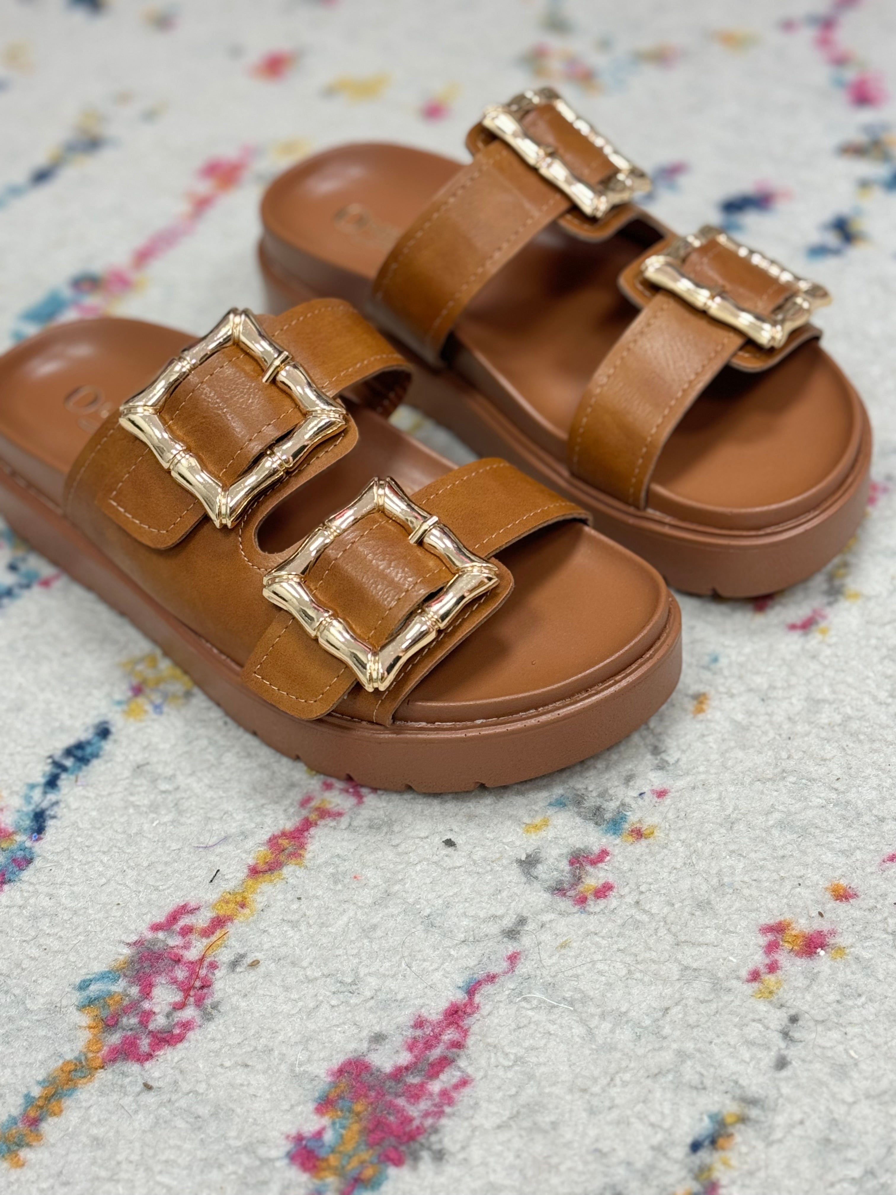 Gold Bamboo Buckle Sandals (2 colors!!)