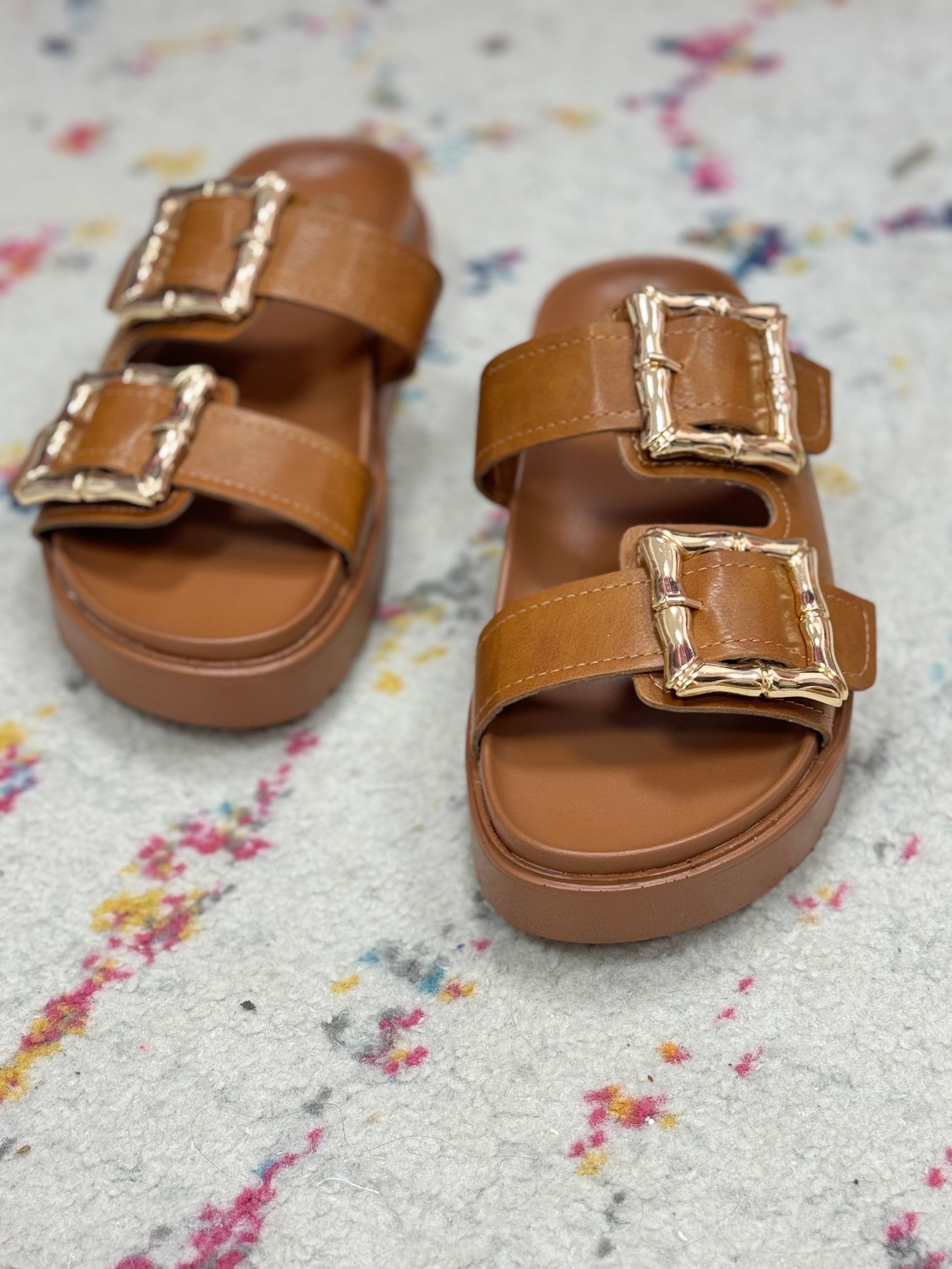 Gold Bamboo Buckle Sandals (2 colors!!)