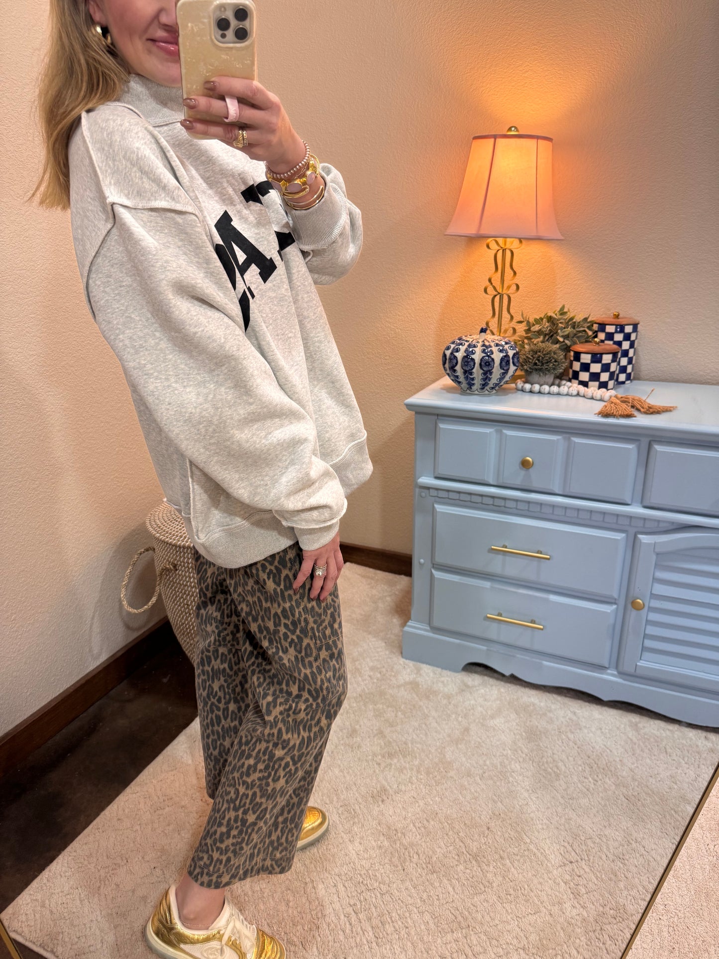 TX & TEXAS Reversible Mock Neck Pullover