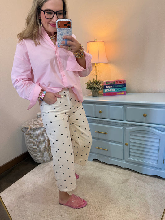 Soft Pink Button Up Poplin Shirt