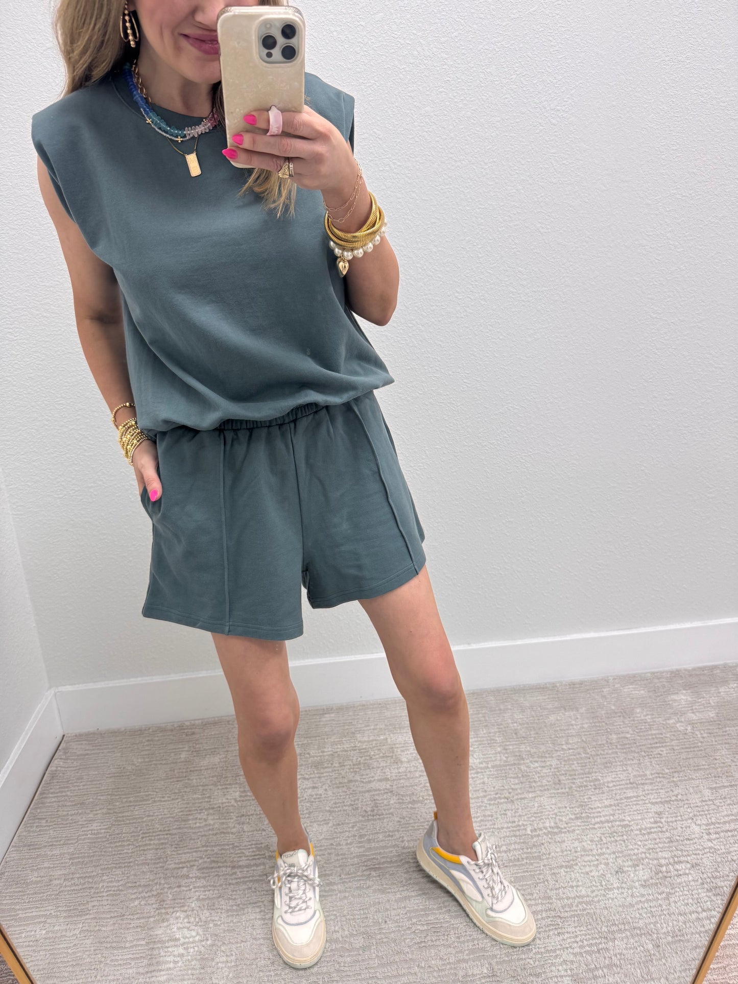 Ash Jade French Terry Sleeveless Short Set