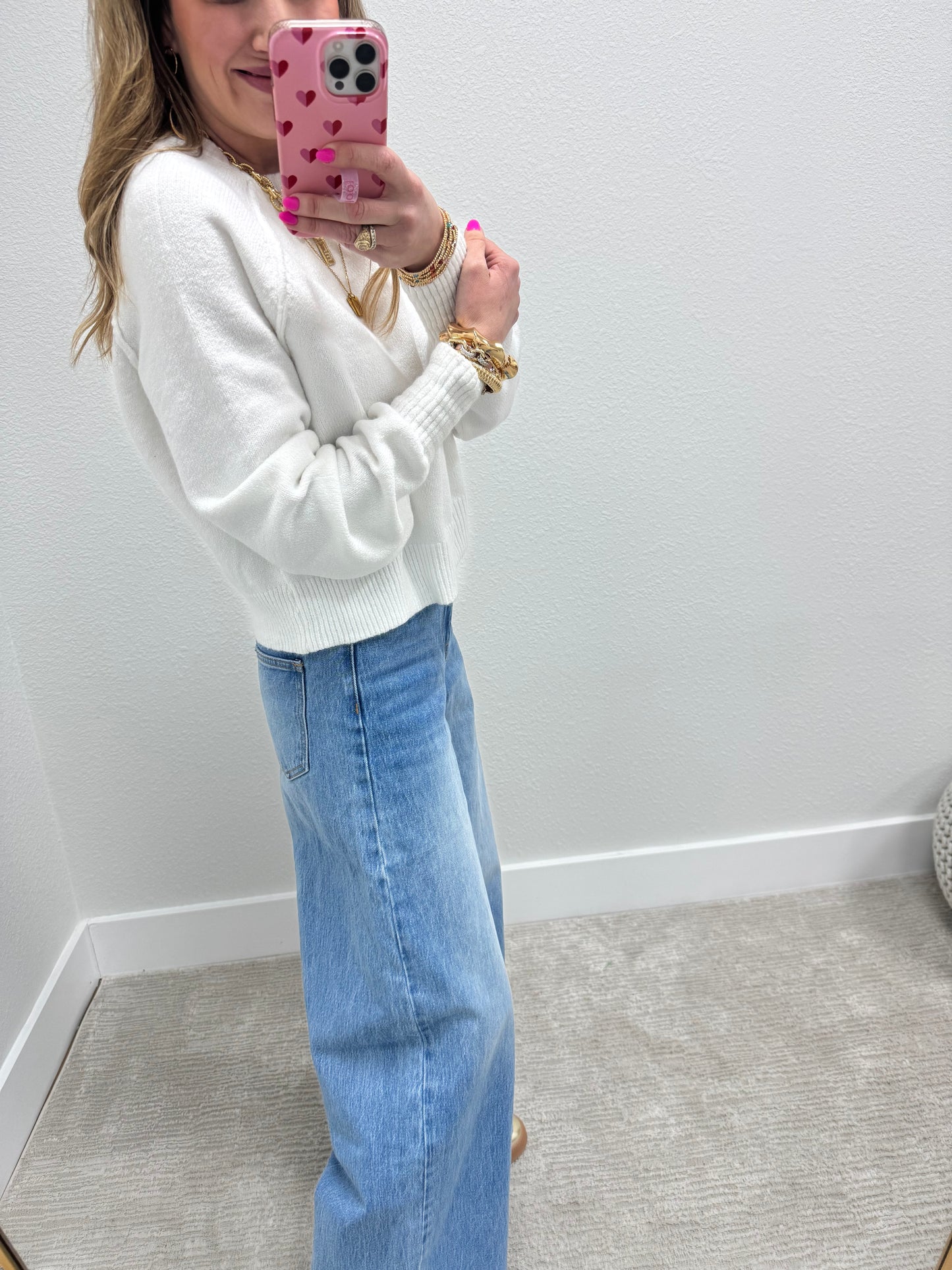 White Raglan Style Sweater FS