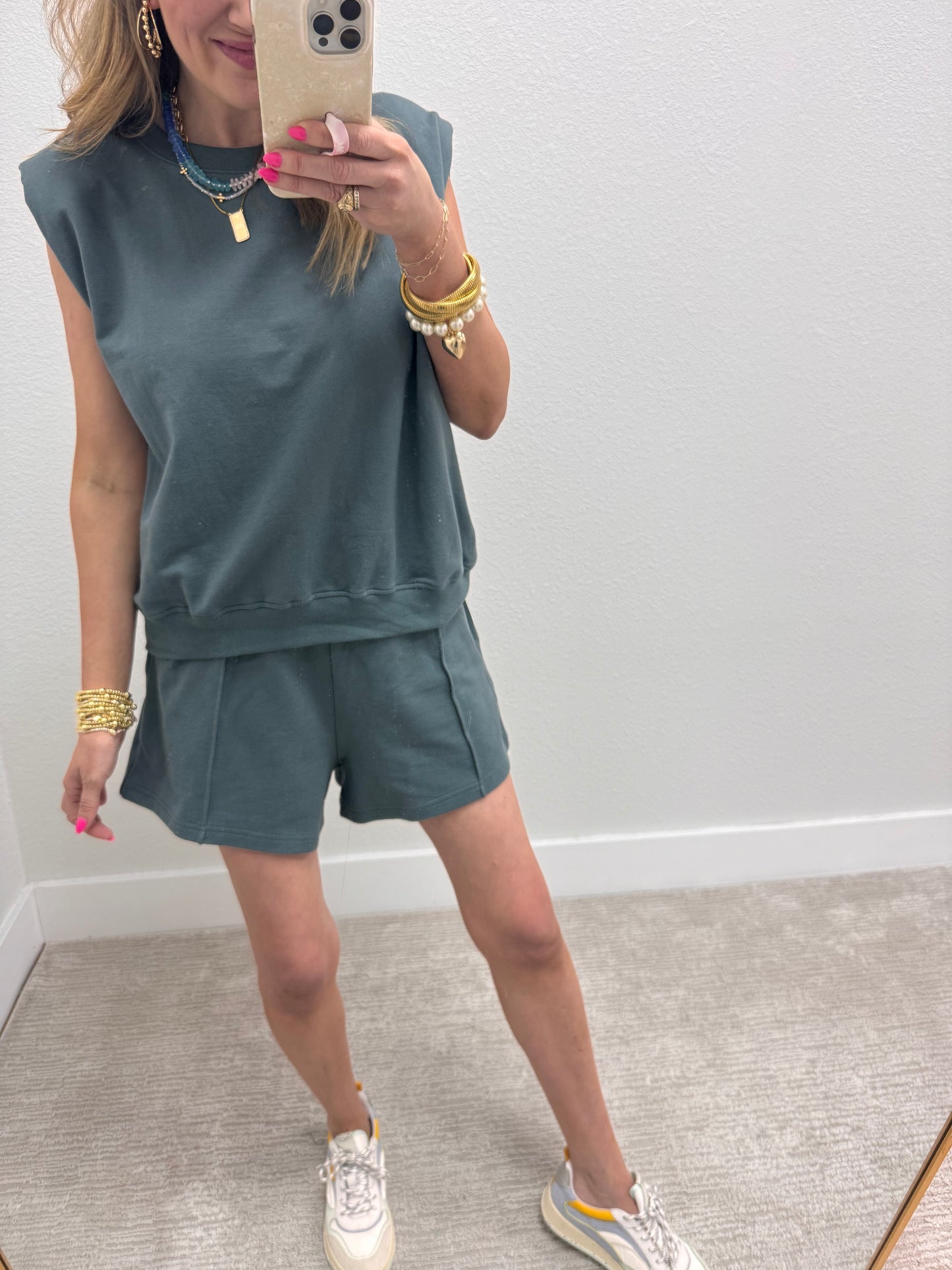 Ash Jade French Terry Sleeveless Short Set