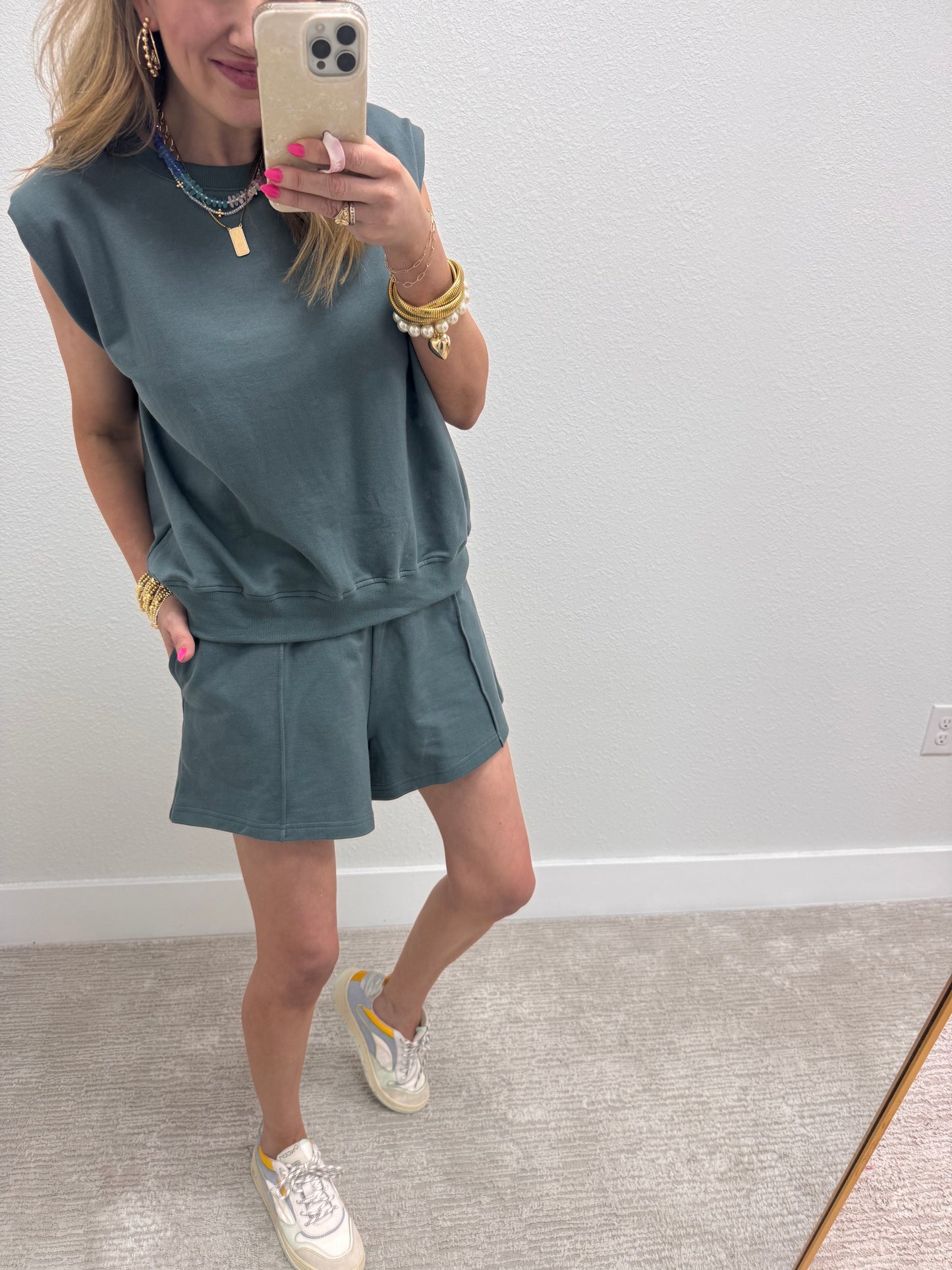 Ash Jade French Terry Sleeveless Short Set