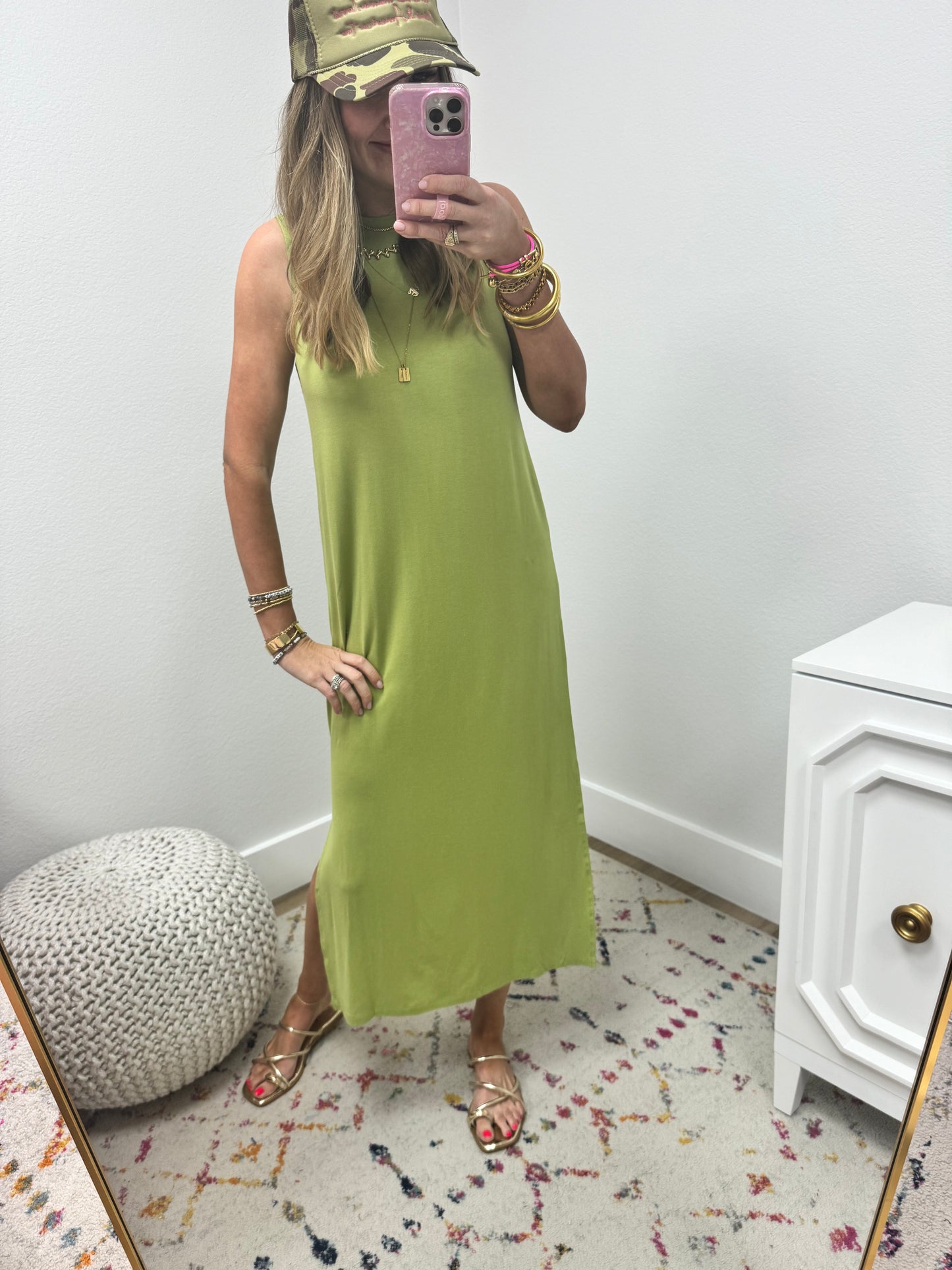 Green Middy Dress with side slits FS