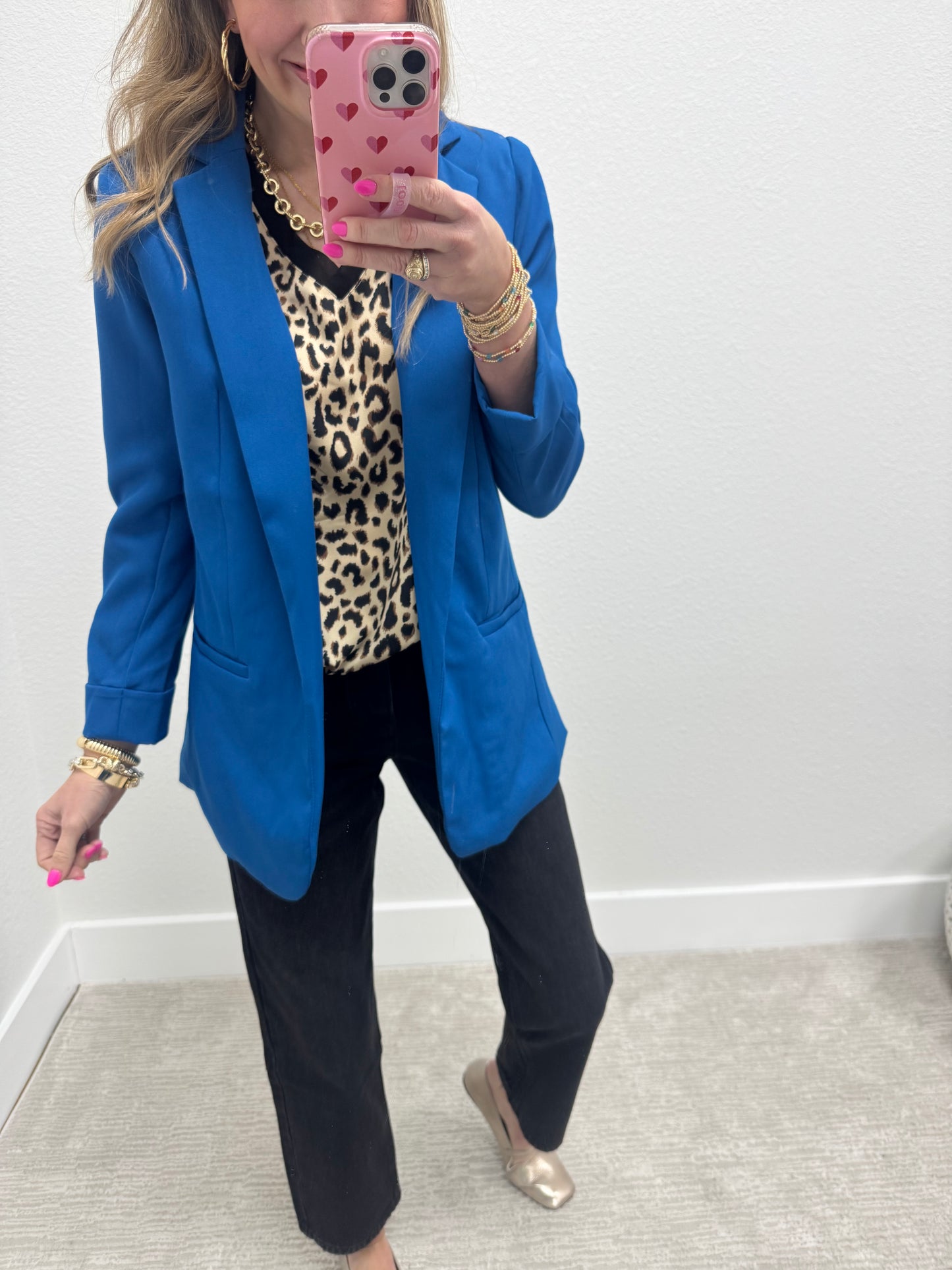 Sky Blue Open Front Classic Blazer