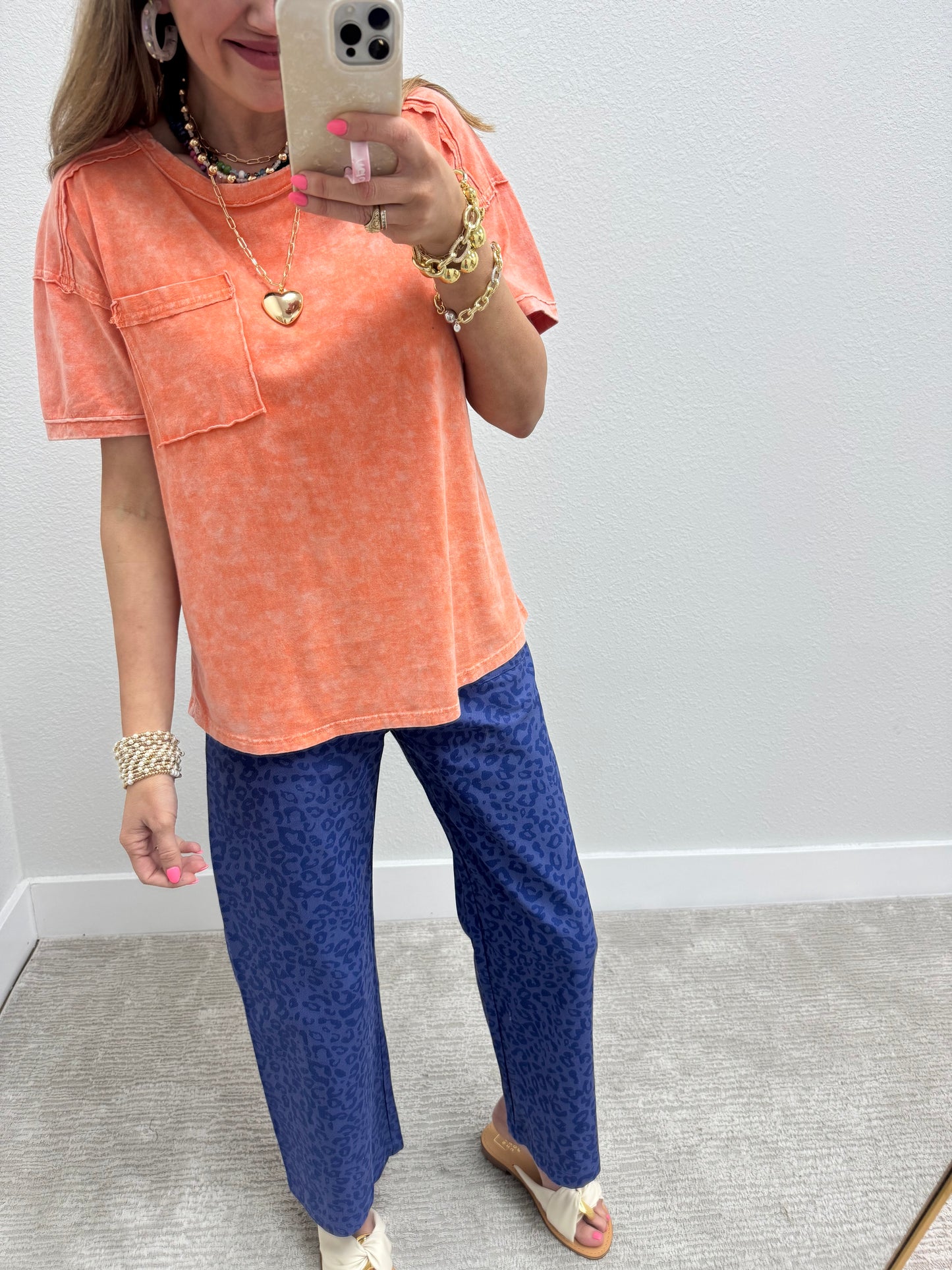 Blue Leopard Ankle Cropped Summer Pants