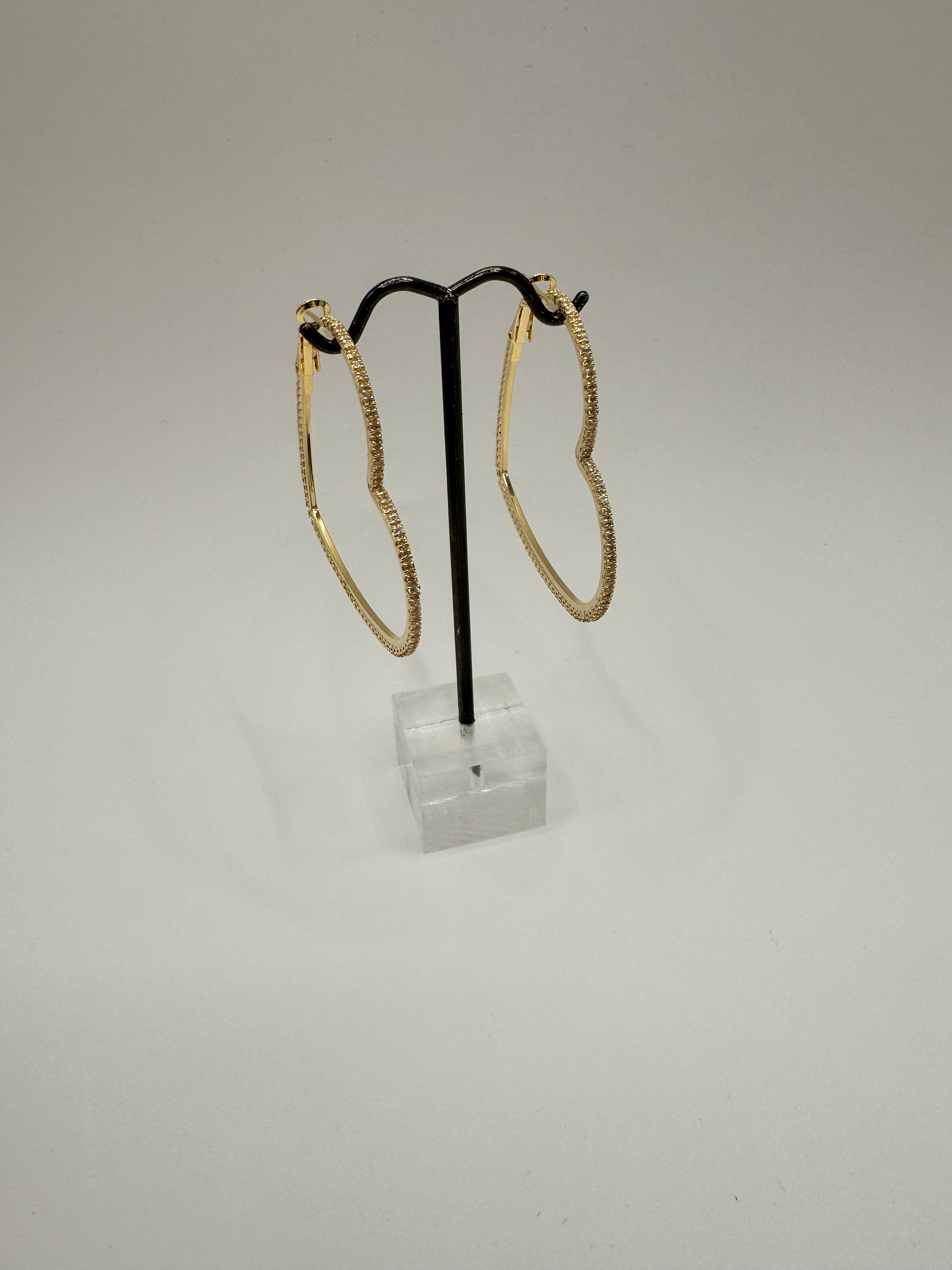 Diamond Heart Hoops (Silver and Gold)