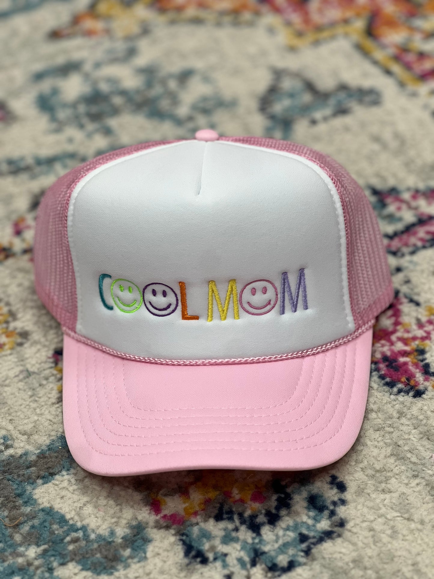 Cool Mom Smiley Face Trucker Hat (Multiple Colors)