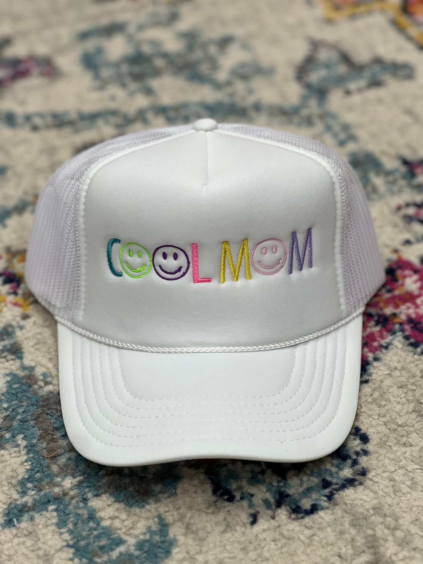 Cool Mom Smiley Face Trucker Hat (Multiple Colors)