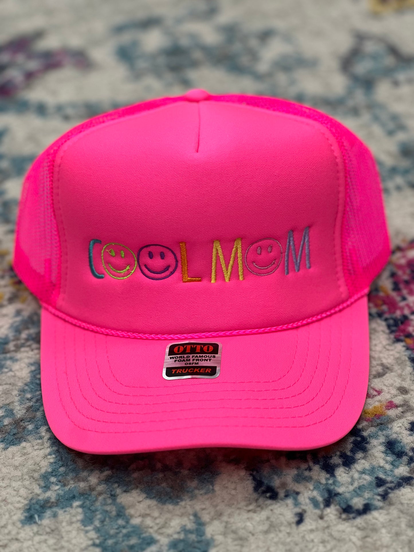 Cool Mom Smiley Face Trucker Hat (Multiple Colors)
