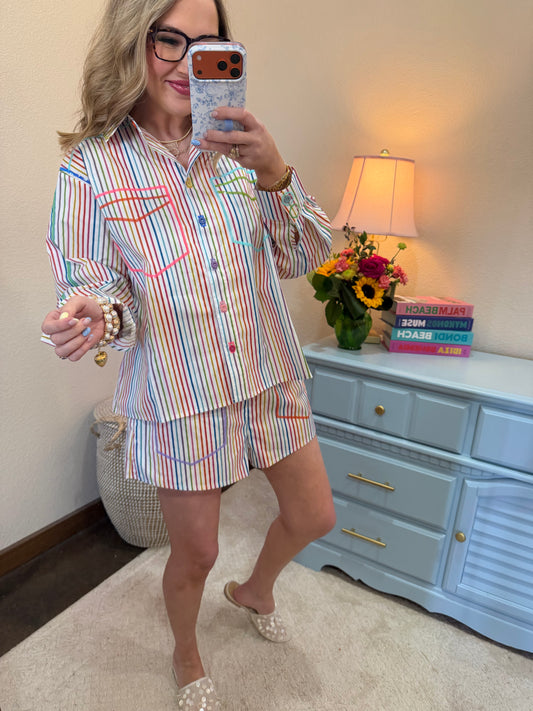 Queen of Sparkles Rainbow Stripe Set