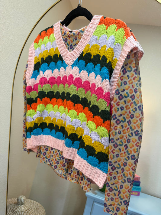 J280 Multi Color Design Knit Vest Top