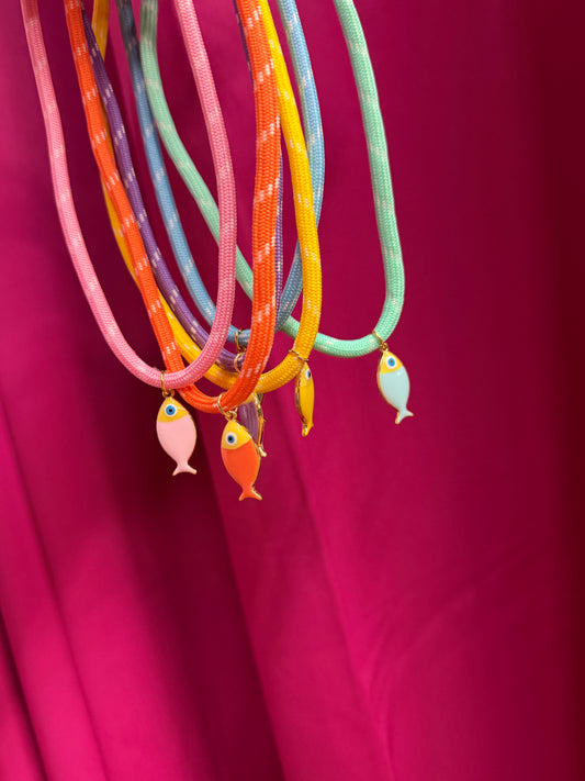 Colored Rope Fish Necklace (6 colors!)