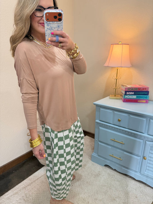 Tan Luxe Basic Long Sleeve Top