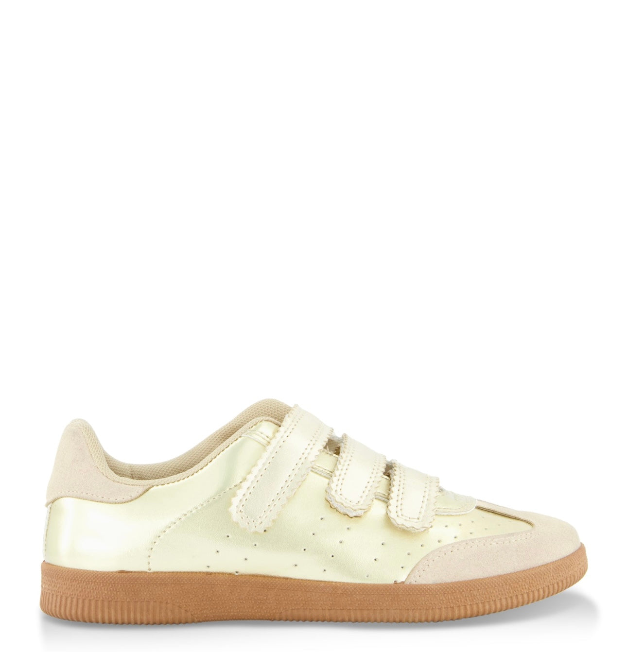 Gold Velcro Strap Sneakers