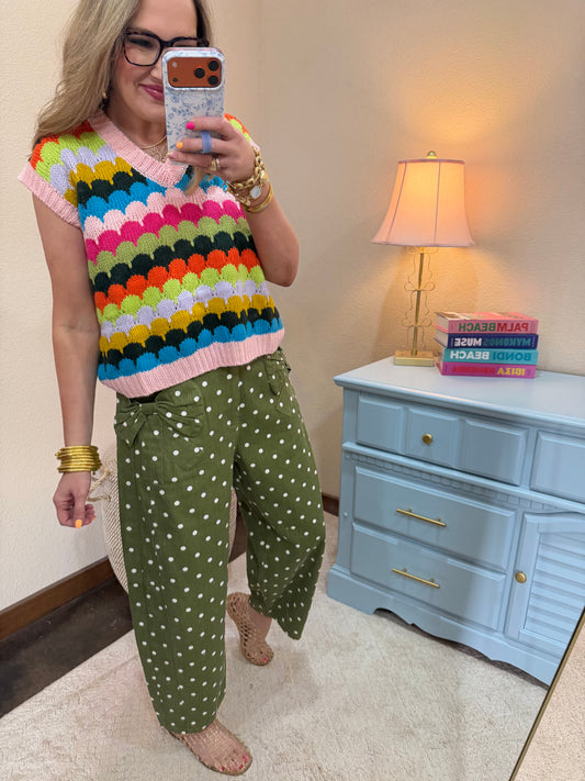 Multi Color Design Knit Vest Top