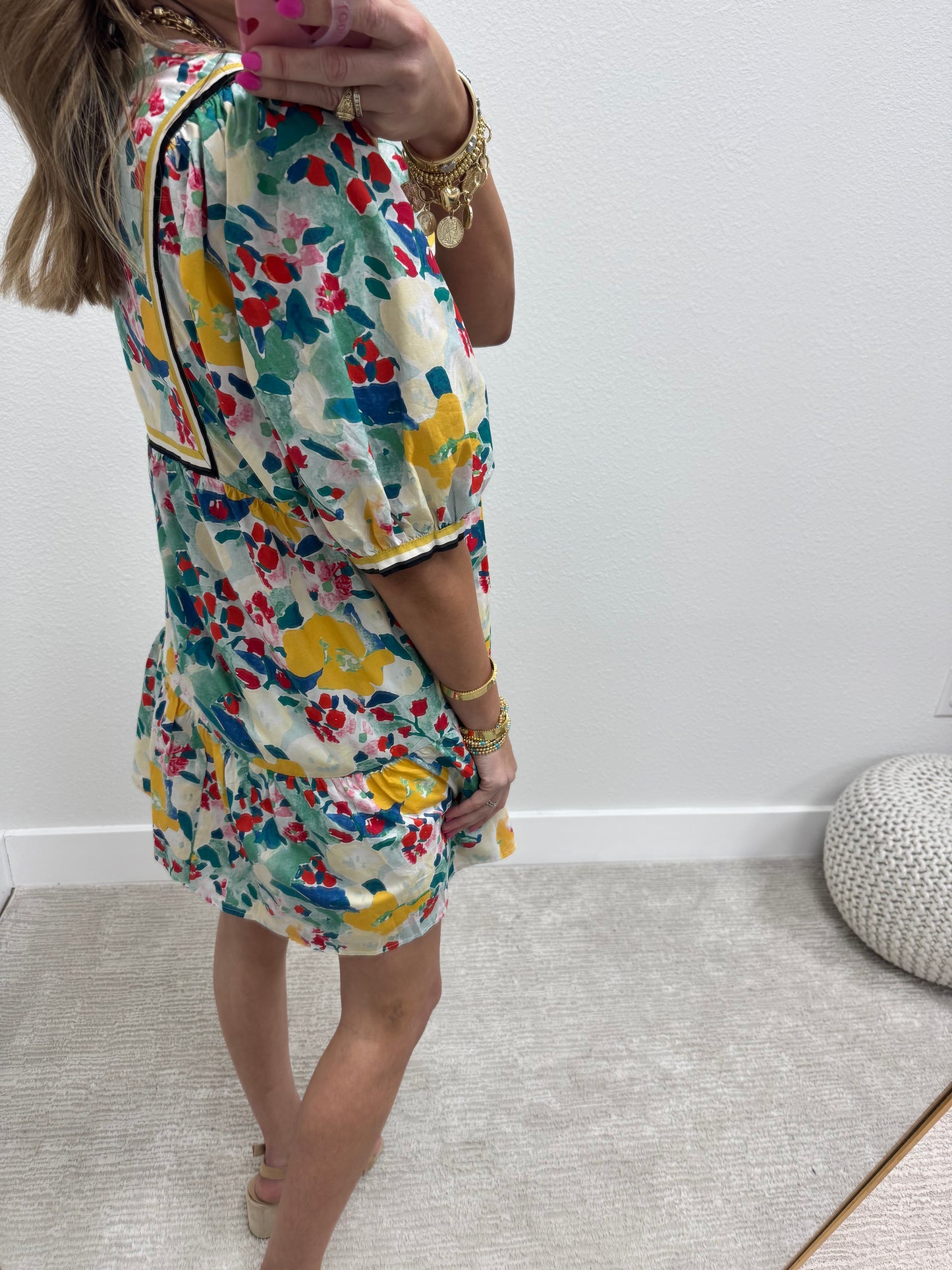 Black Trim Floral Dress FS