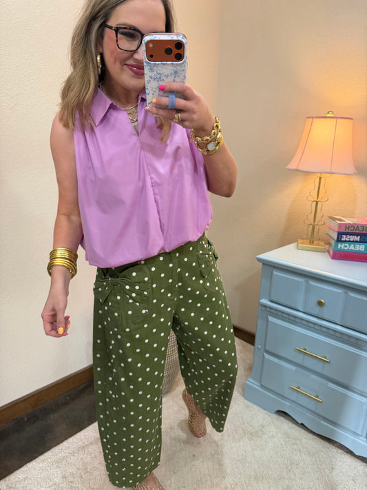 Pink Bubble Hem Sleeveless Shirt Top