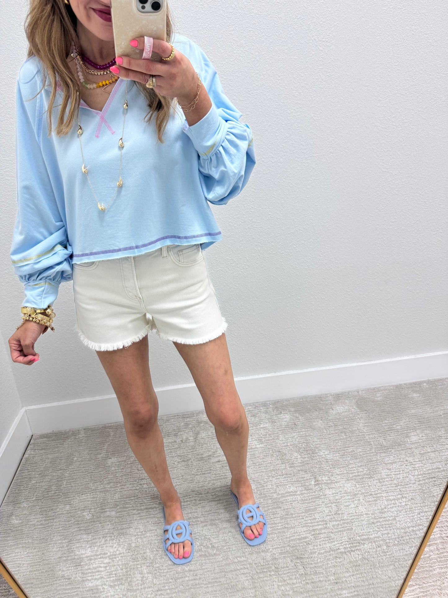 Blue Rubber Interlocking G Sandals