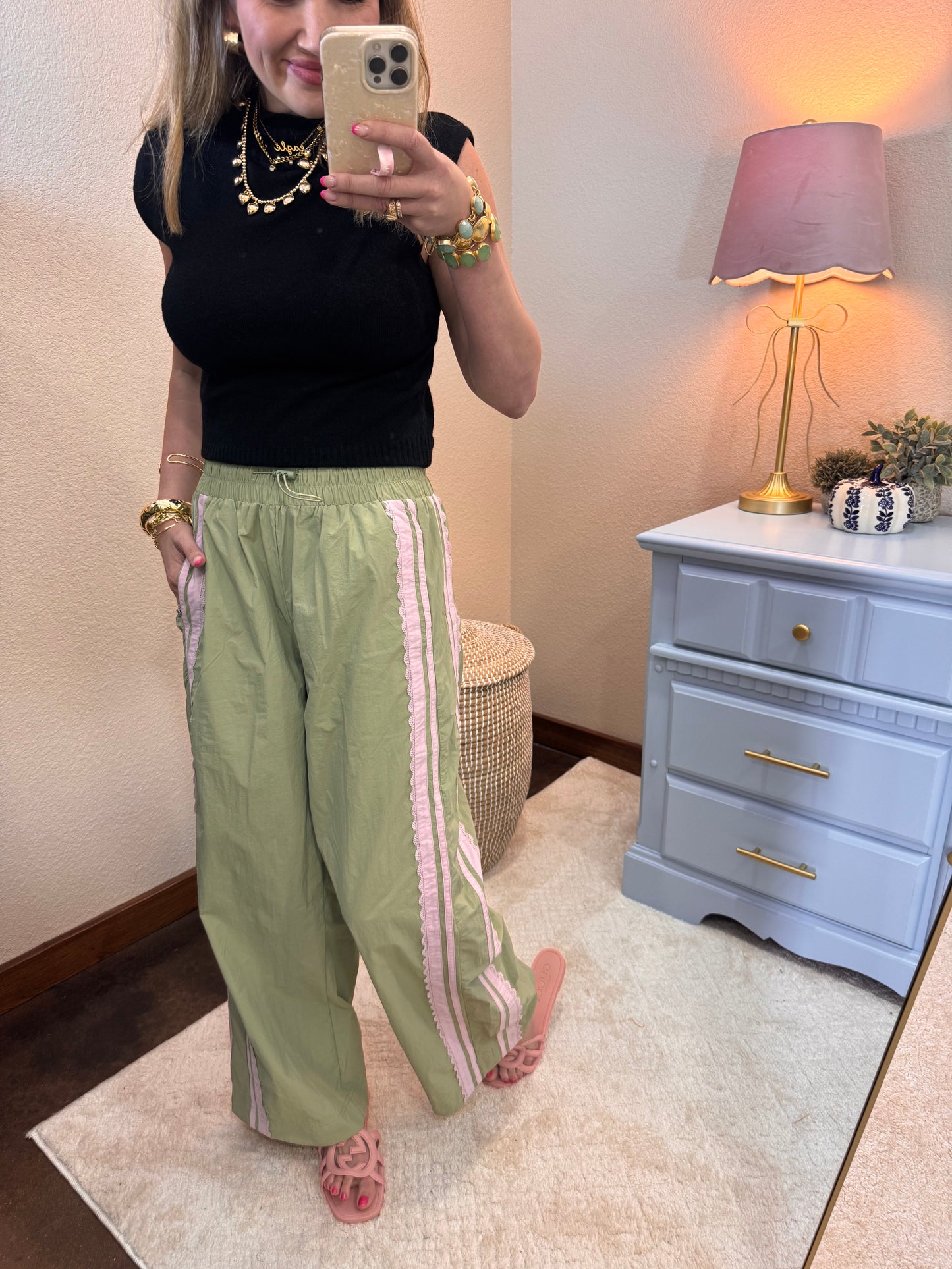 Sage & Lilac Lace Pants With Pockets