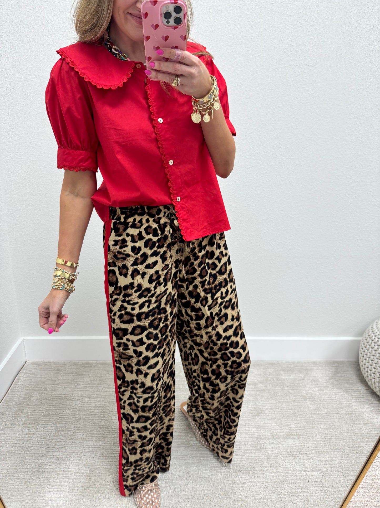 Red Stripe Leopard Pants
