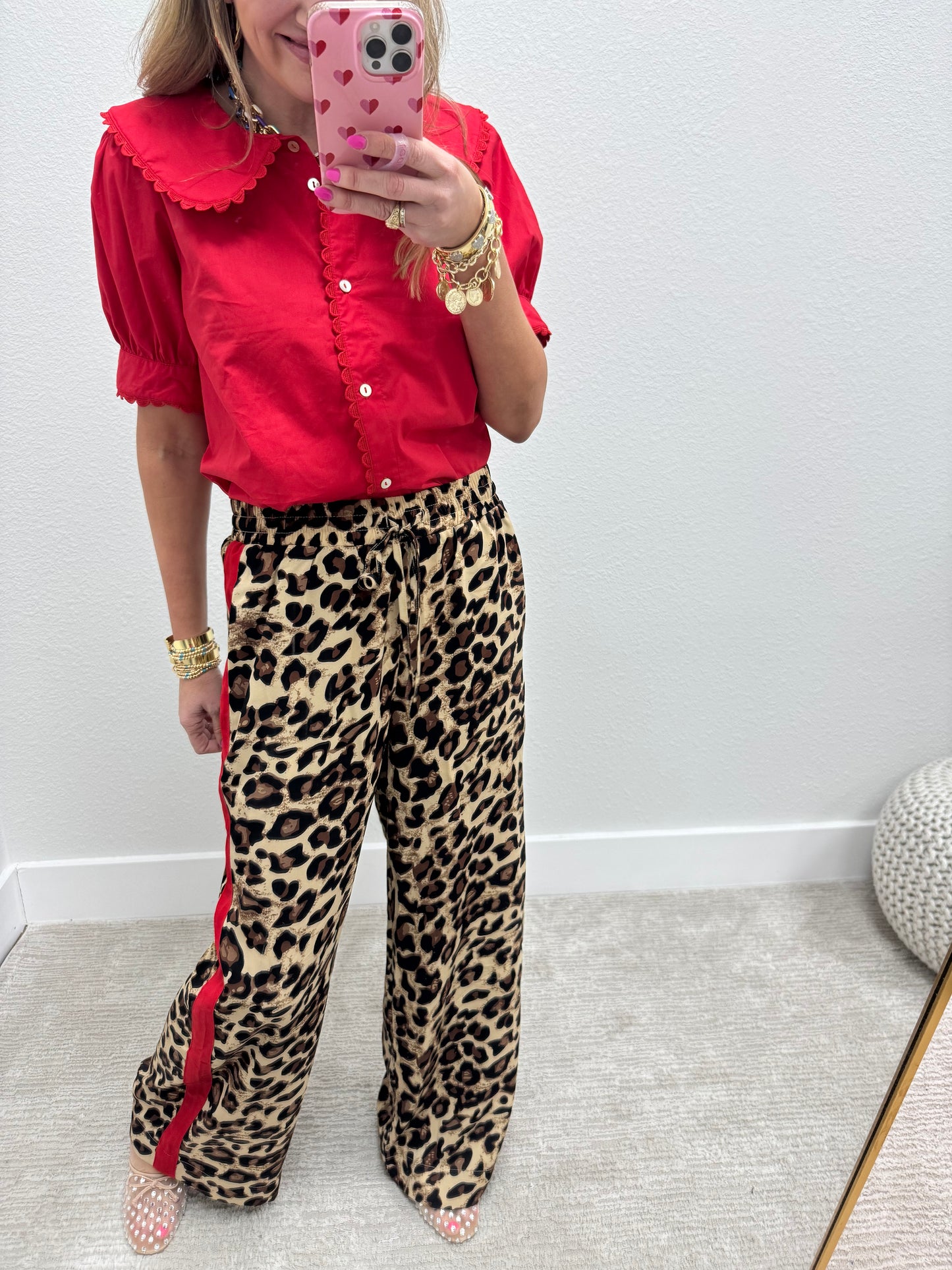 Red Stripe Leopard Pants