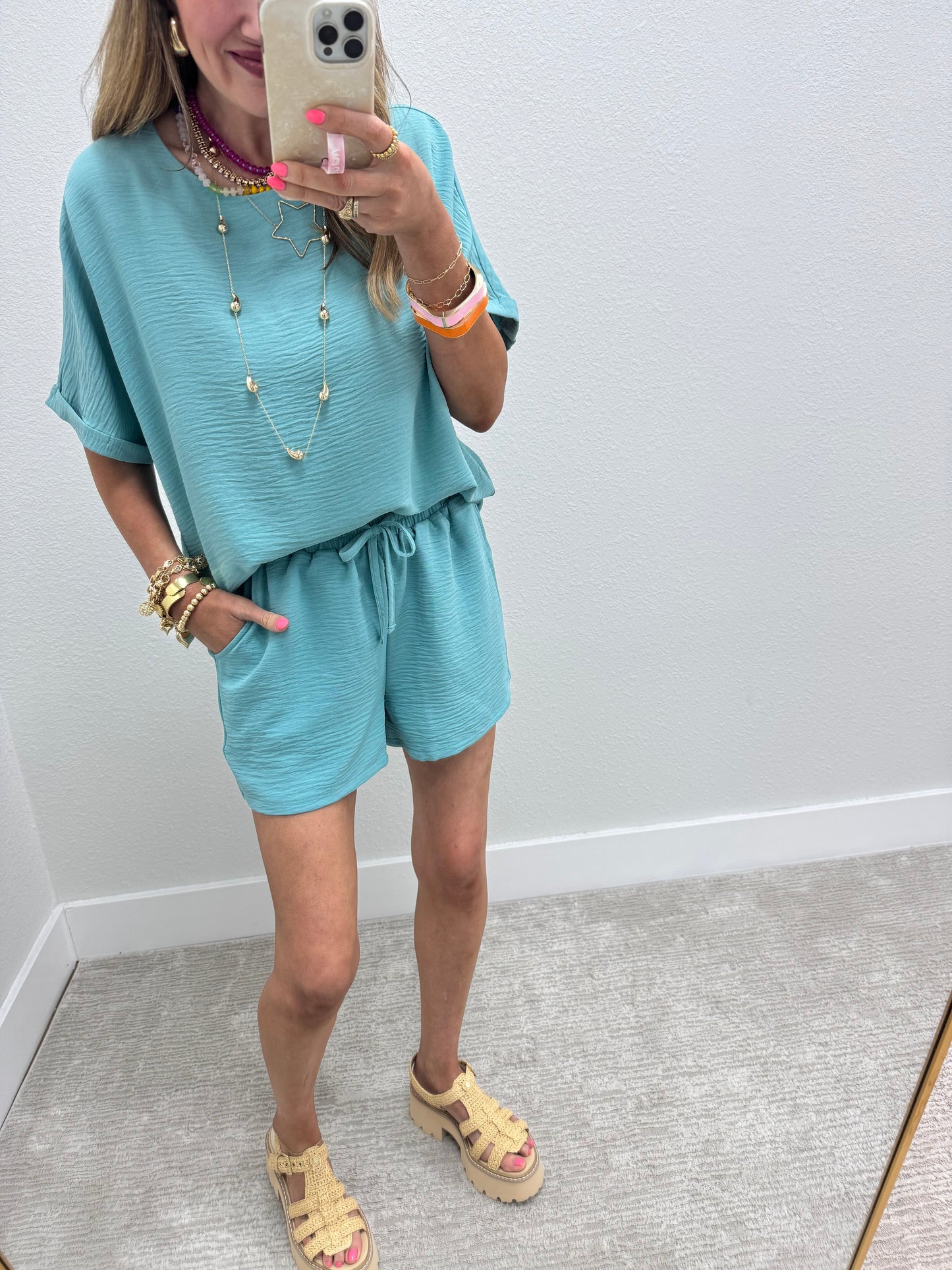 Dusty Teal Two Piece Short Set