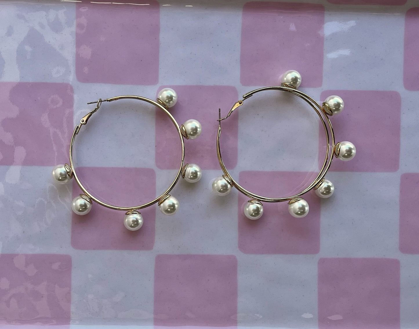 Large Pearl Studded Hoops
