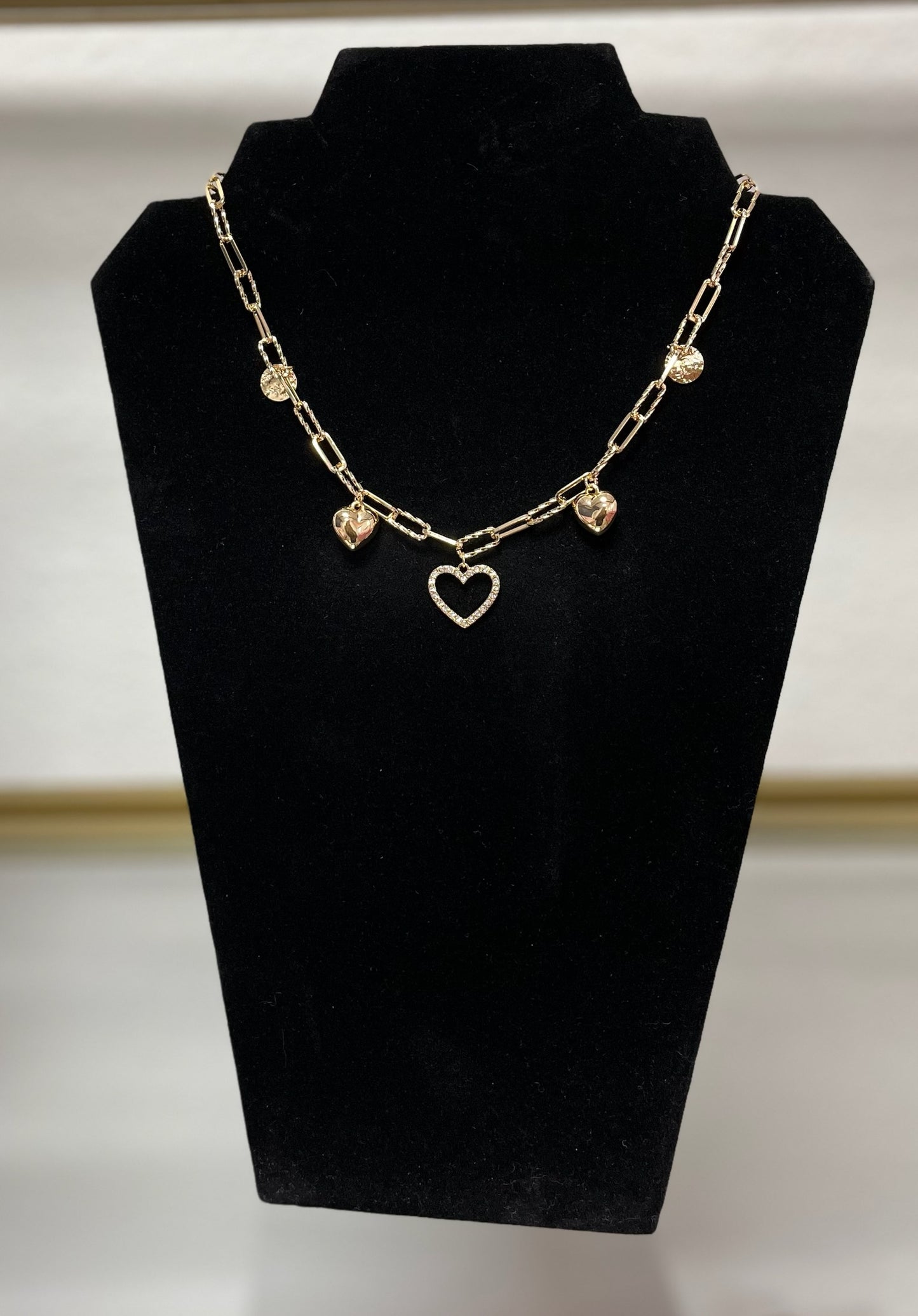 Gold Dainty Heart Charm Necklace