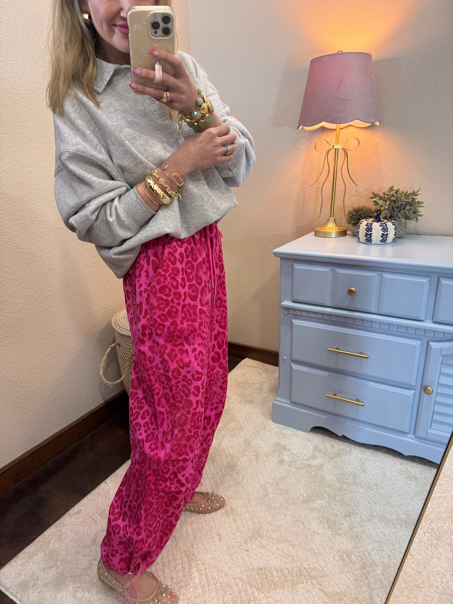 Hot Pink & Red Leopard Cargo Joggers