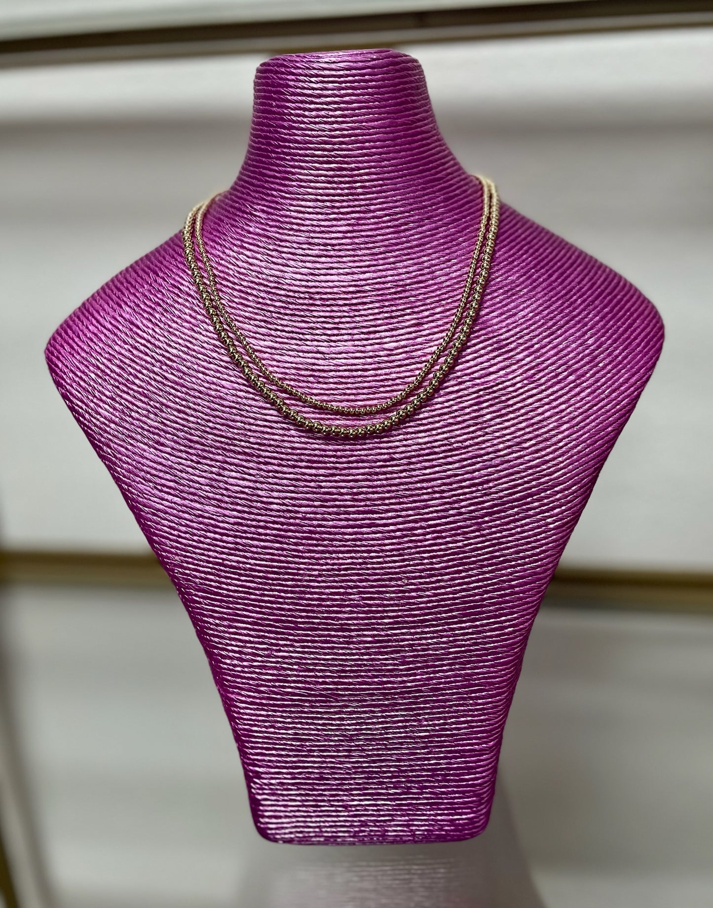 Double Bead Necklace (Silver and Gold)