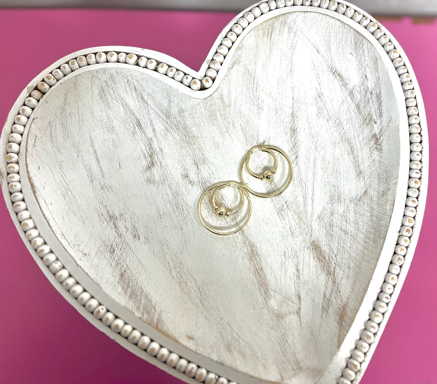 Gold Double Ball Hoop Earring